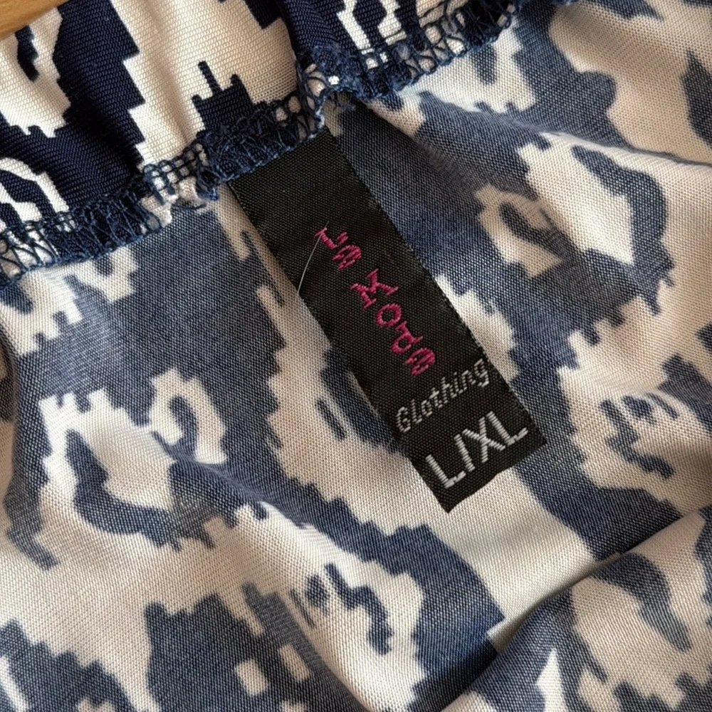 STRAPLESS TRIBAL PRINT NAVY WHITE ROMPER TIE WAIST SIZE L/XL
